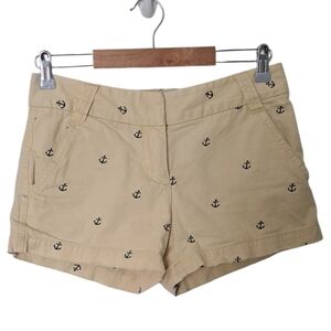 J.Crew City Fit Anchor Print Chino Shorts Buttercream Yellow Cotton